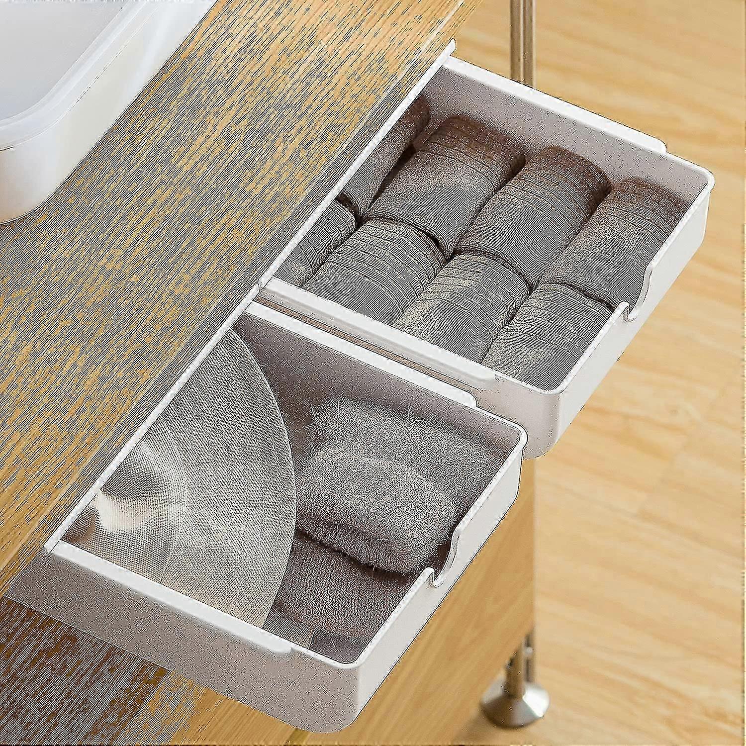 Invisible Under Table Storage Box, Self-adhesive Under Table Storage Boxes (ShiKai)