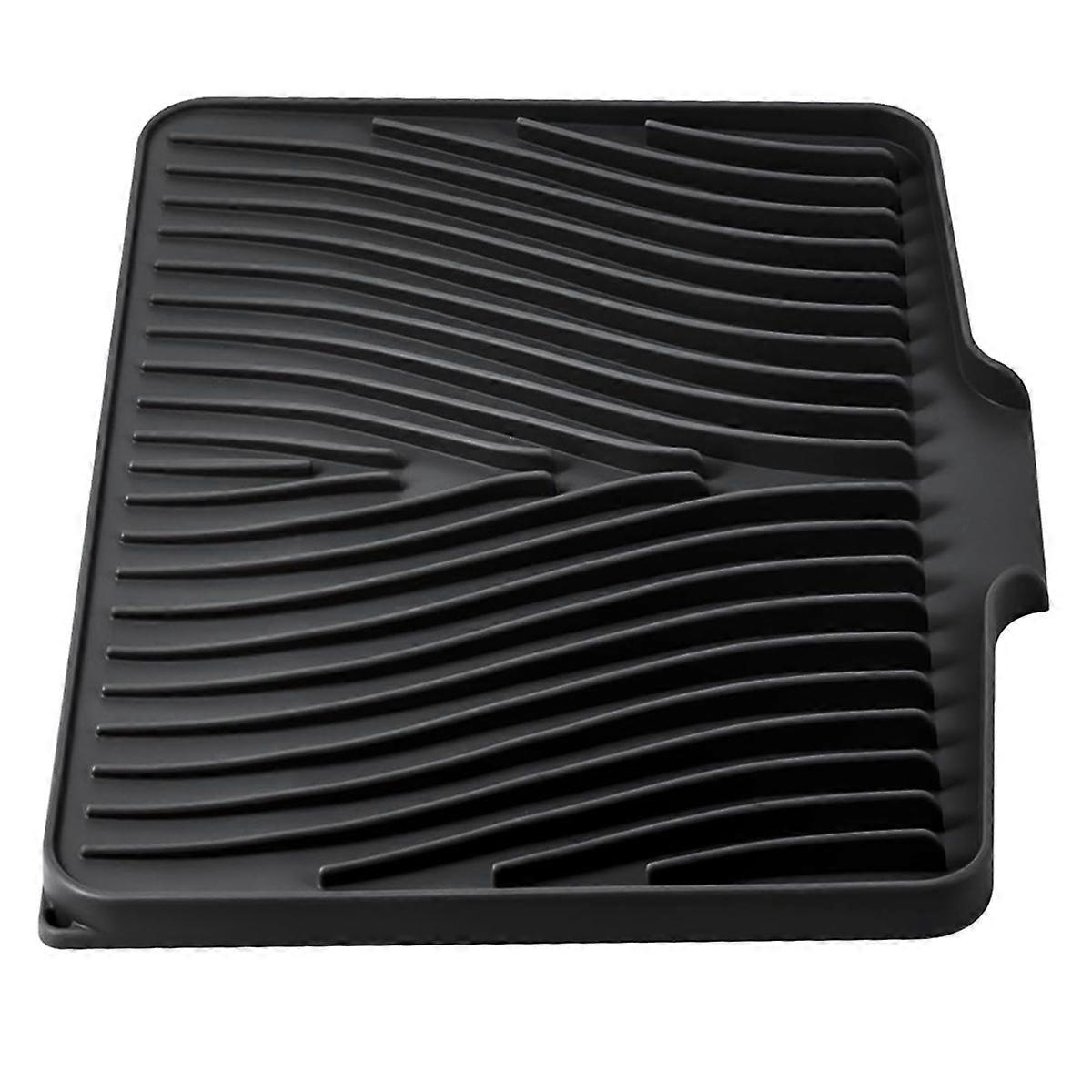 Silicone Dish Drying Mat for Kitchen Counter, Dish Drying Pad, Non-Slip Drain Pad with Built-in Drain Drying Mat