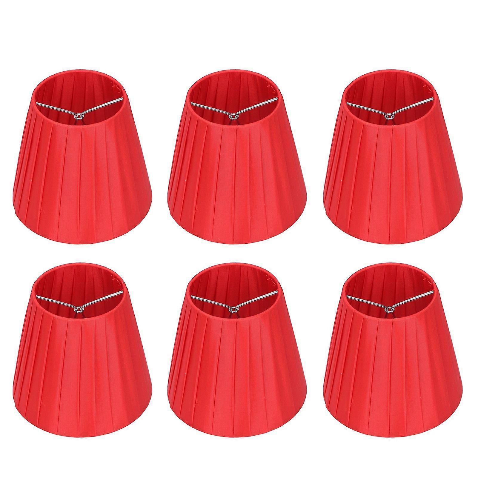 6Pcs Lampshade Modern Fabric Table Lamp Cover for Crystal Chandelier Wall Light Red