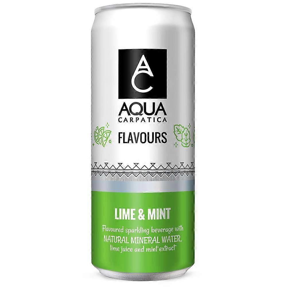 AQUA Carpatica ízesítésű szénsavas ásványvíz, lime és menta, 330ml - 6 darabos csomag