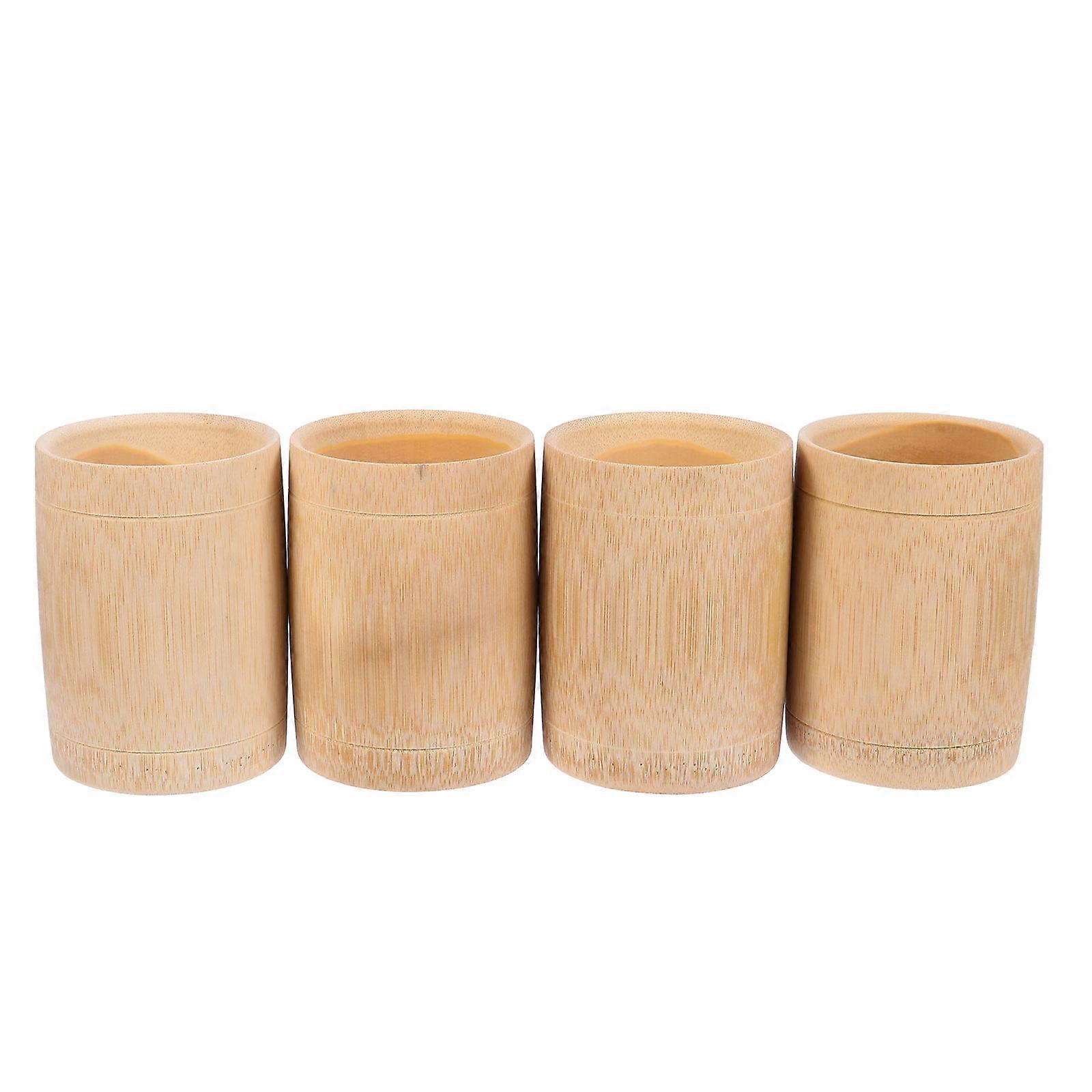 Cups For Adults 4Pcs Rustic Water Cups Hydrophobic Cylindrical Smooth Surface Khaki Color For Home Storage And Tea Beverages