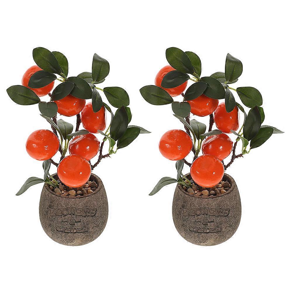Simulation Bonsai Ornament for Room Decor 6Pcs Artificial Fruit Tree