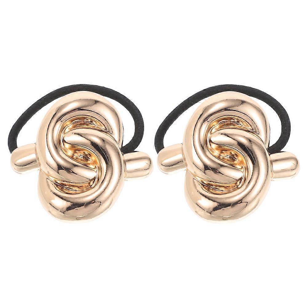 Golden Geometric Metal Hair Ties for Hair Use with High Elasticity 2Pcs