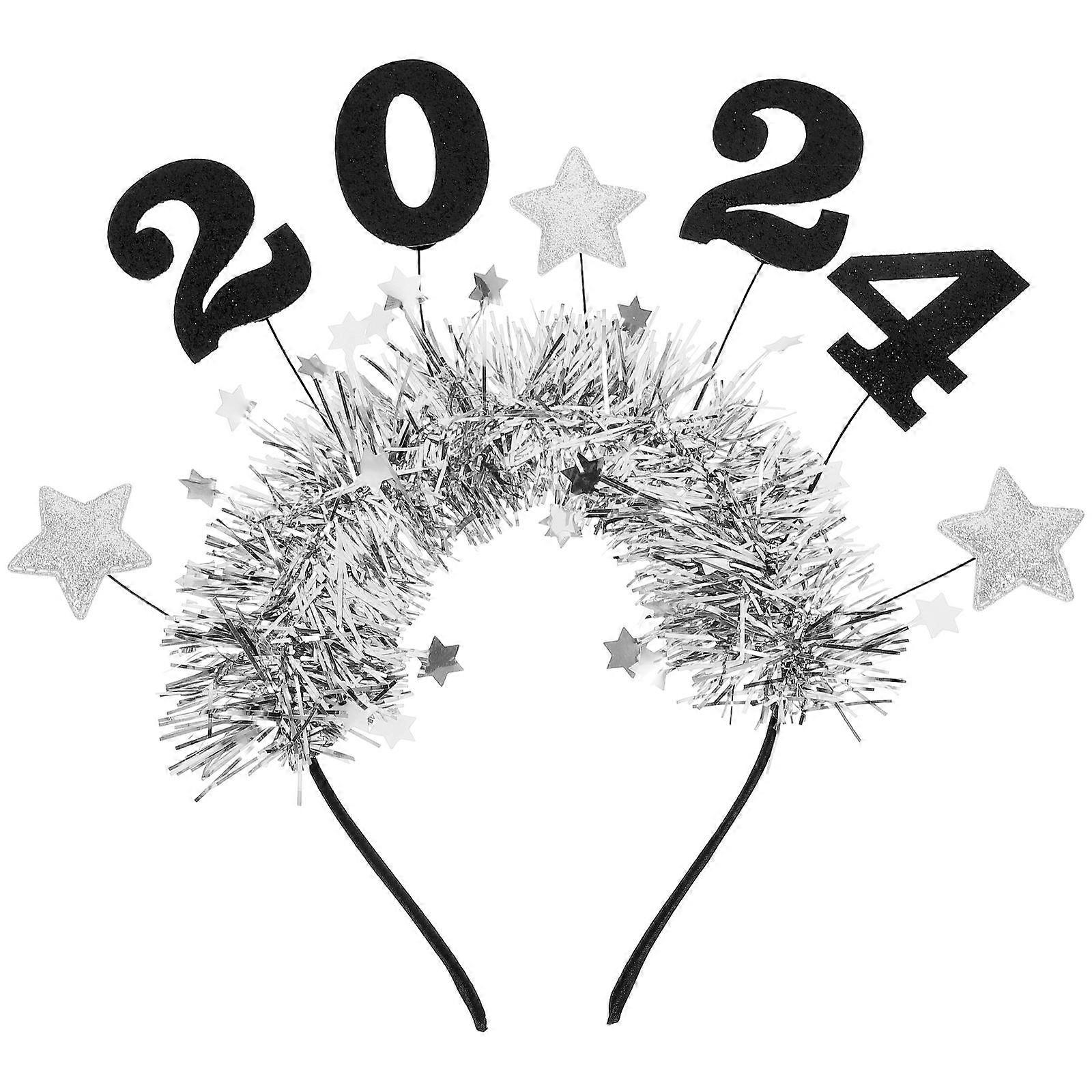 Lunar New Year Headband Glitter Headband for Decoration 3Pcs Silver Party Accessory