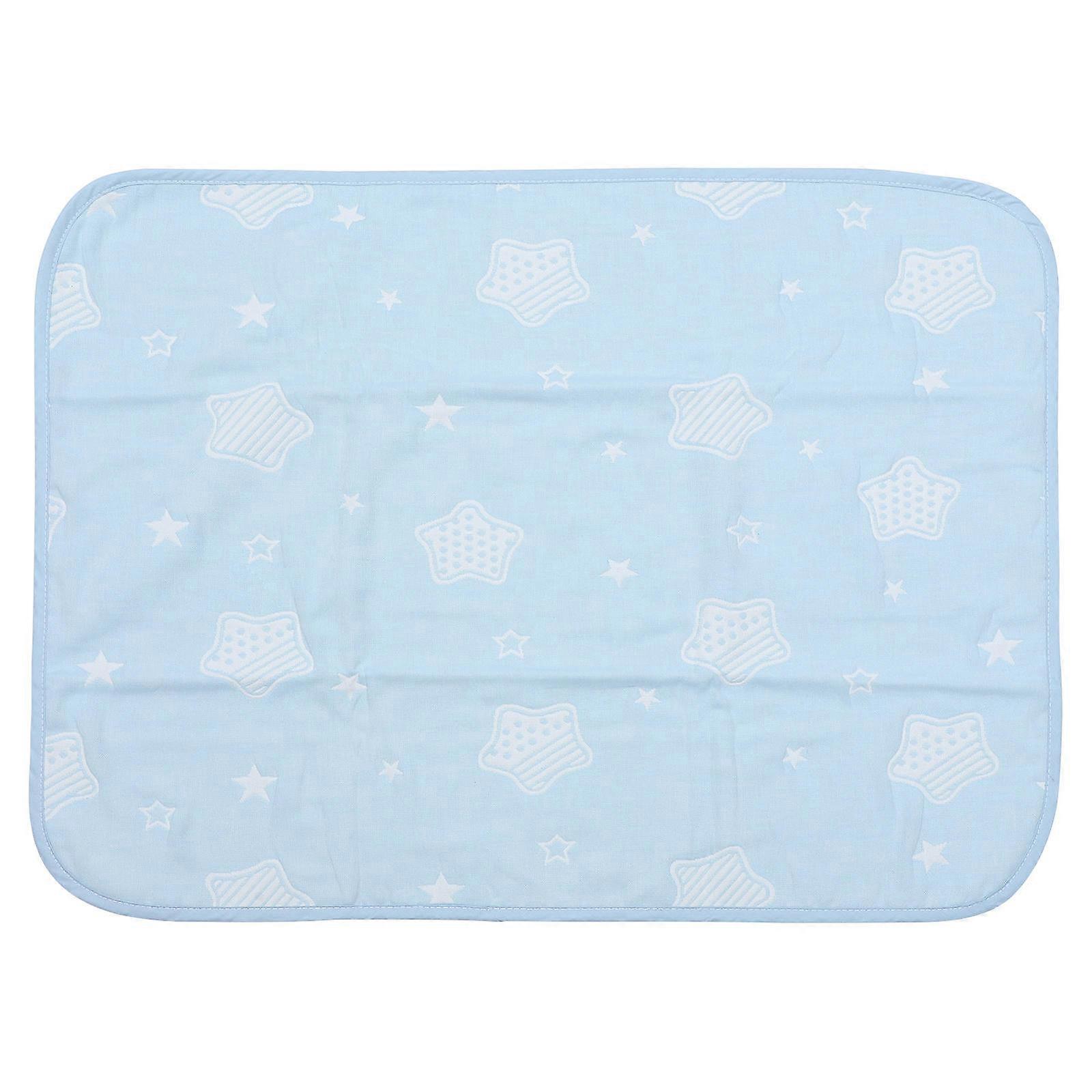 Baby Wet Sheet Cotton Waterproof Bed Pad for Infant Home Use Blue 1Set