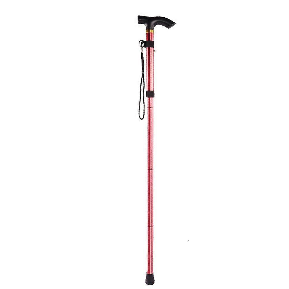 Adjustable Walking Cane Lightweight Trekking Pole For Backpacking Mountaineering Red Wear-resistant Tip 1Pack
