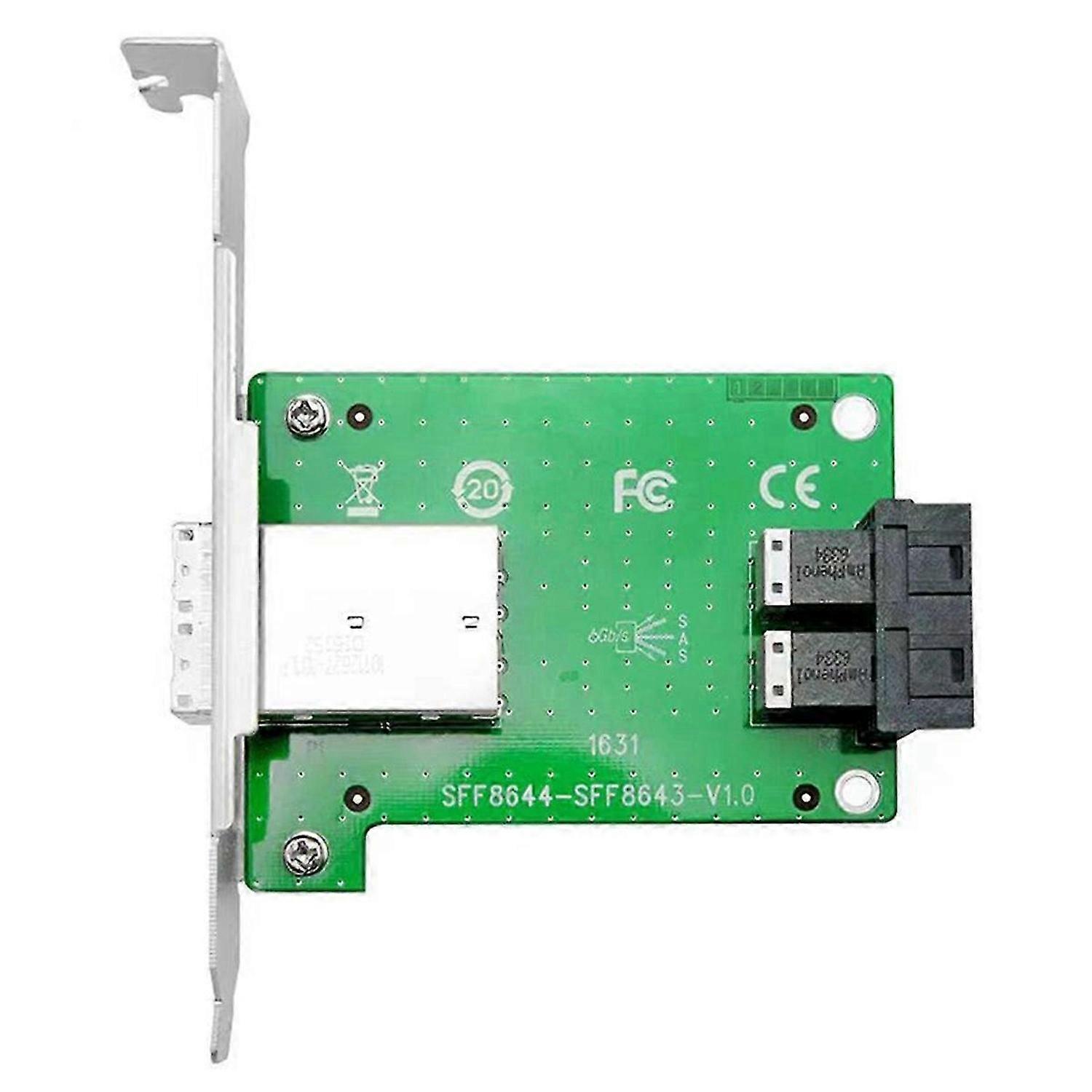 2-Port SFF-8644 to SFF-8643 Expansion Card 8 SAS/SATA/SSD 6Gbps Mini SAS HD Riser Card