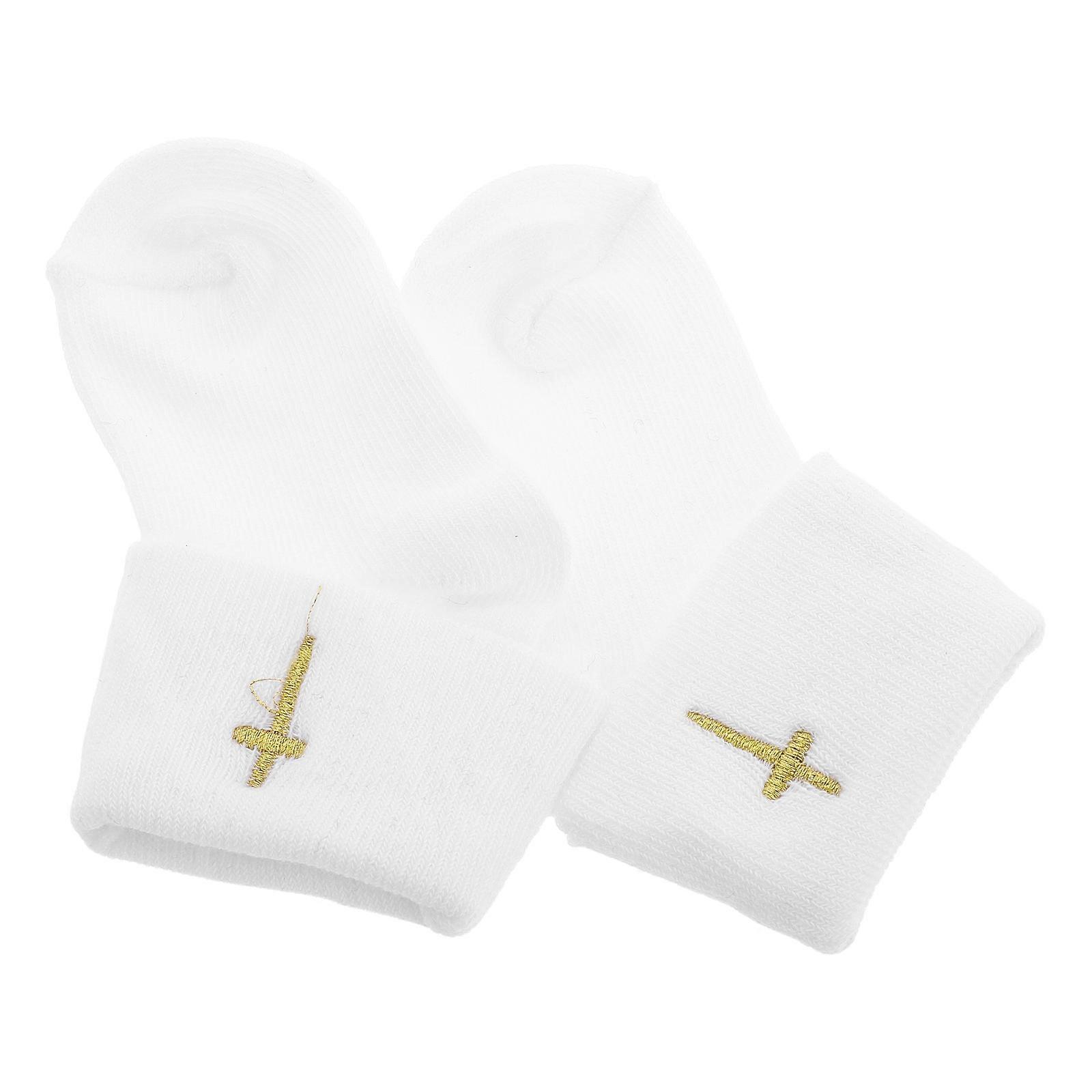 Baby Baptism Socks Infant Turn Cuff Socks for 2Pairs Soft Cotton