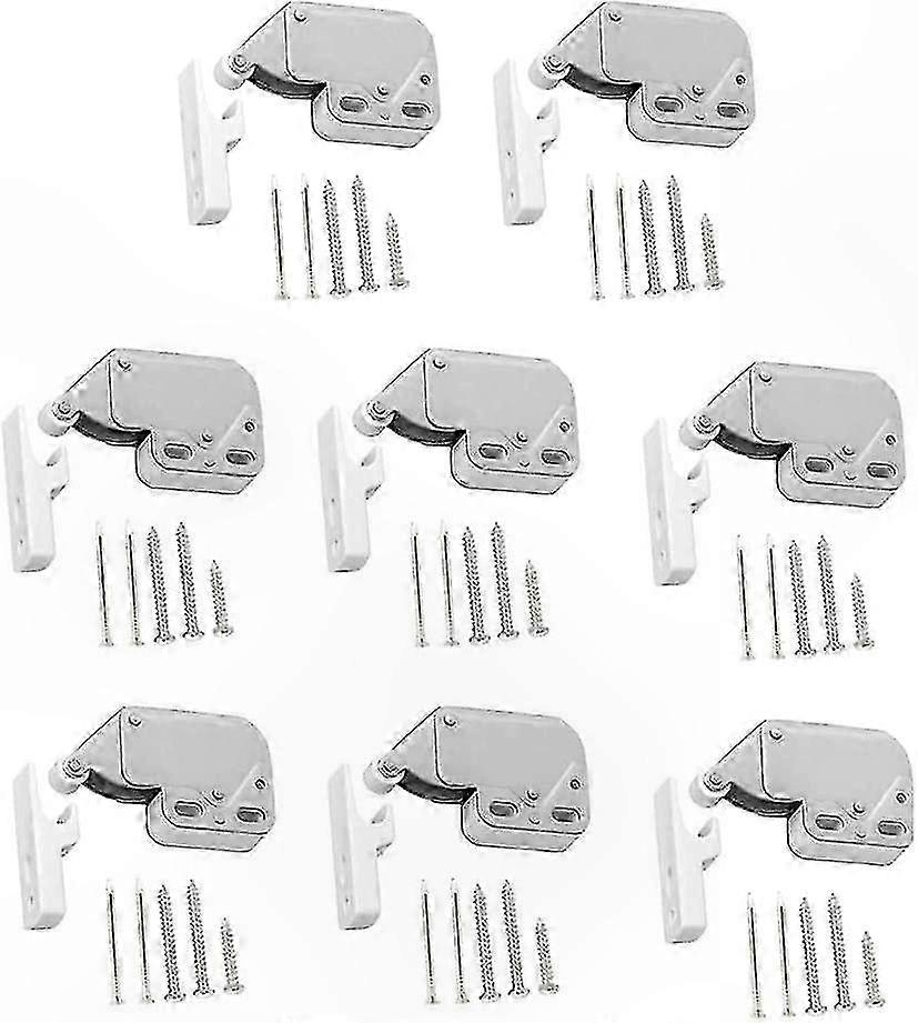 Compact White Push-to-Open Latch for Cabinet Doors