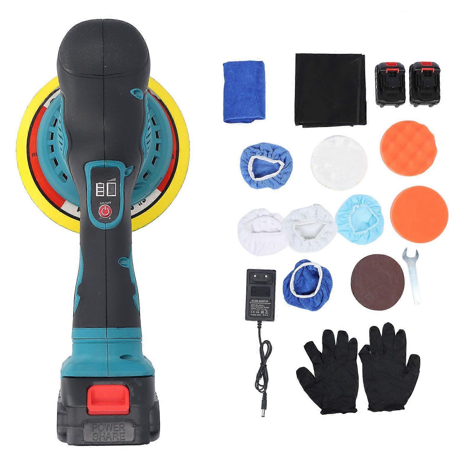 Cordless Car Buffer Polisher with Lithium Battery 2800 to 5500RPM 6 Speeds Rechargeable Portable Polishing Waxer Machine Kit for Car Detailing EU Plug