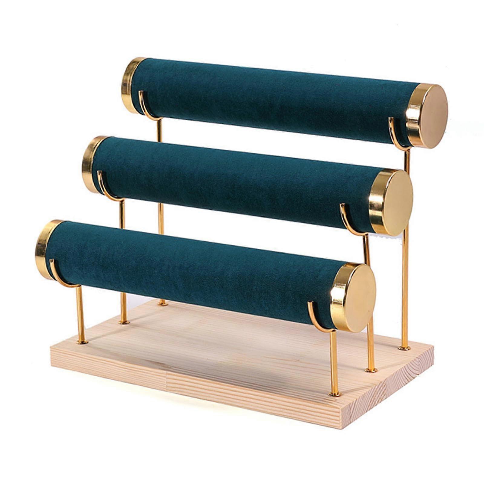Jewelry Holder With Wood Base Detachable Tiered Rack For Bracelets And Bangles Watches Display Stand
