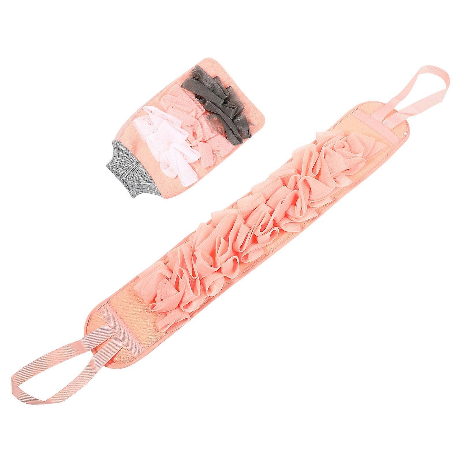 Household Pink Bath Towels for Bath 1Set Double-Sided Bathing Gloves