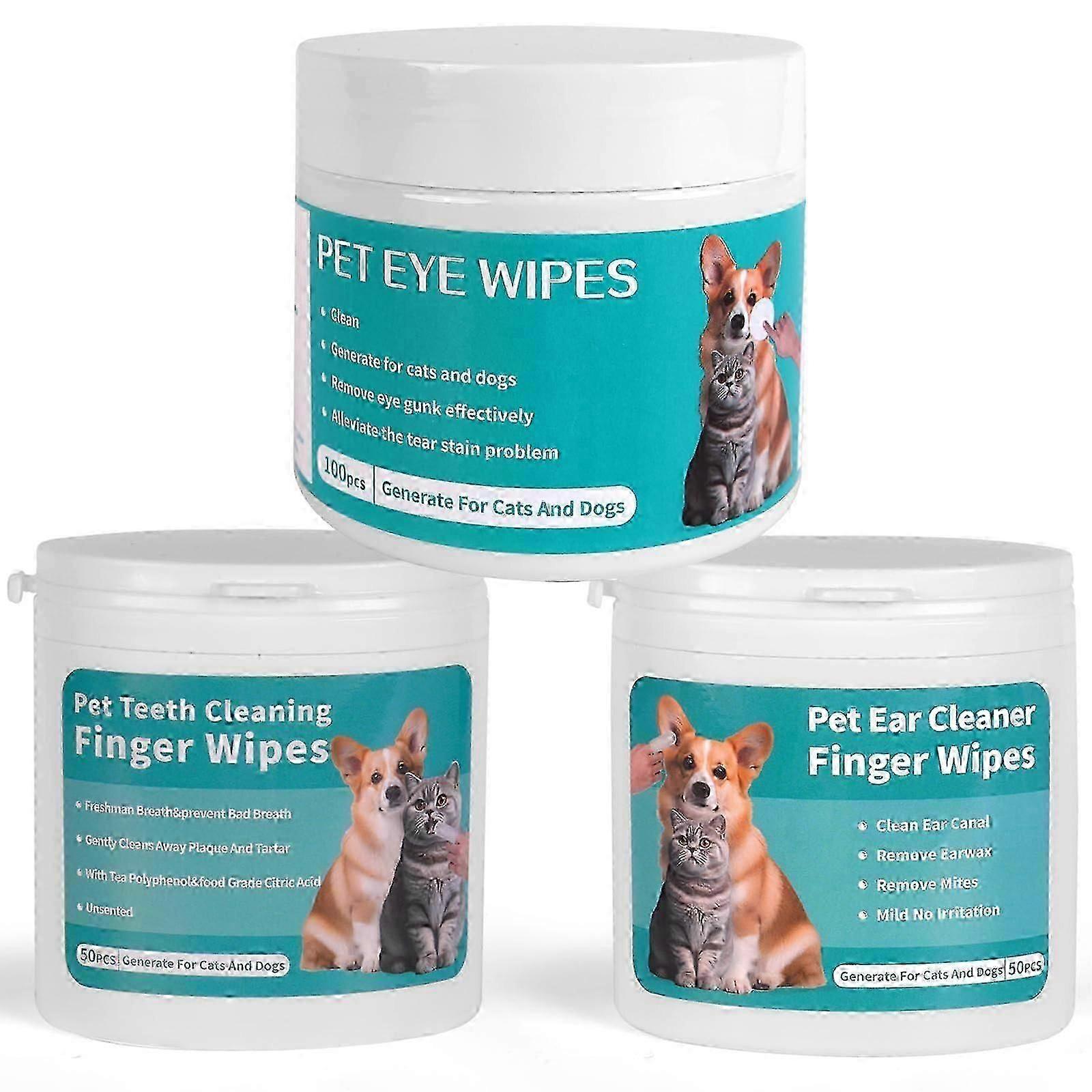Pet Grooming Wipes for Dogs and Cats - Gentle Ear, Eye, and Finger Cleaning to Remove Plaque and Odours