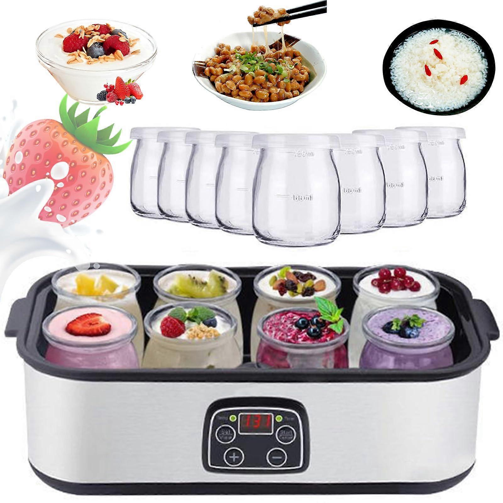 Yogurt Maker 8 Glass Jars 1400ml Capacity Automatic Electric Yogurt Machine For Organic Yogurt Natto Multi Function