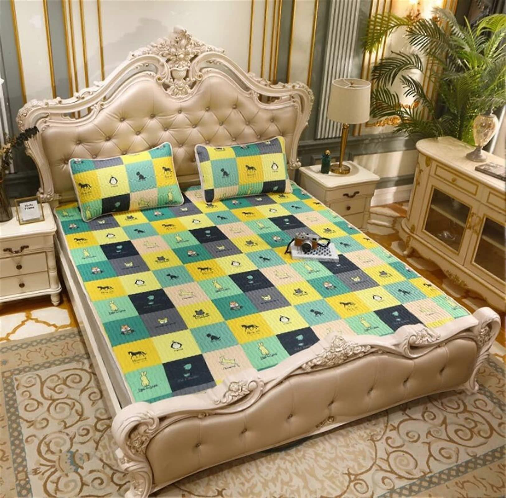 Ice Silk Cooling Mat 3 Piece Set With Pillow Case Bedding Yellow 150x200cm For Single Or Double Bed Washable