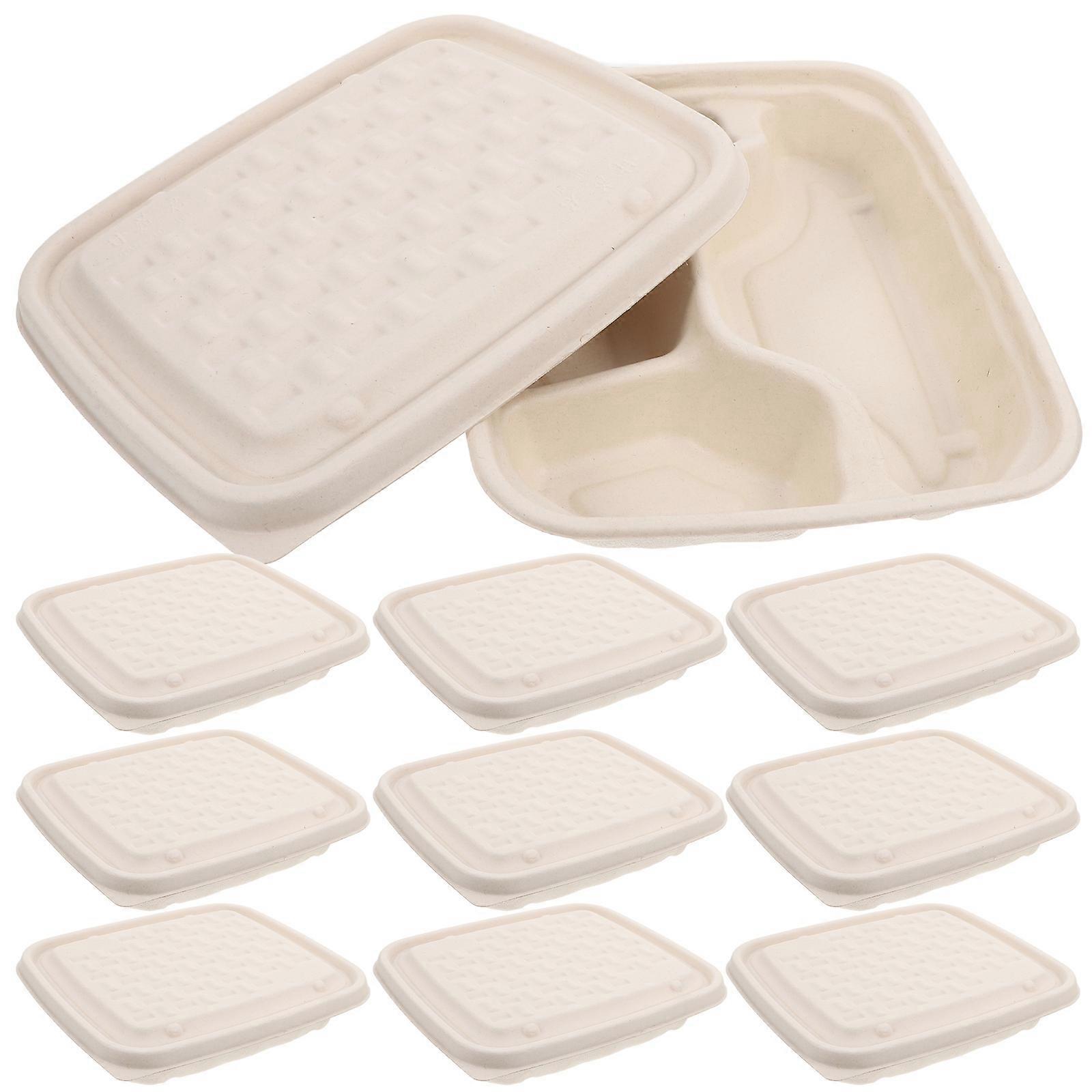 To Go Containers Heavy Duty Take Out Boxes Pulp Paper Food Separation For Restaurant Use 800ml 10Pcs