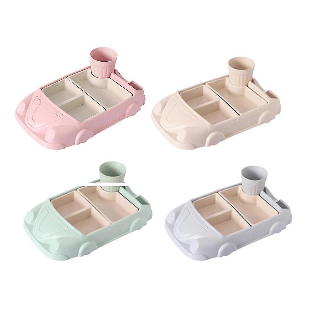 Car Shaped Dinner Tray Set for Children Mealtime and Home Use Designed in Pink with Drop-Proof Function 1 Set