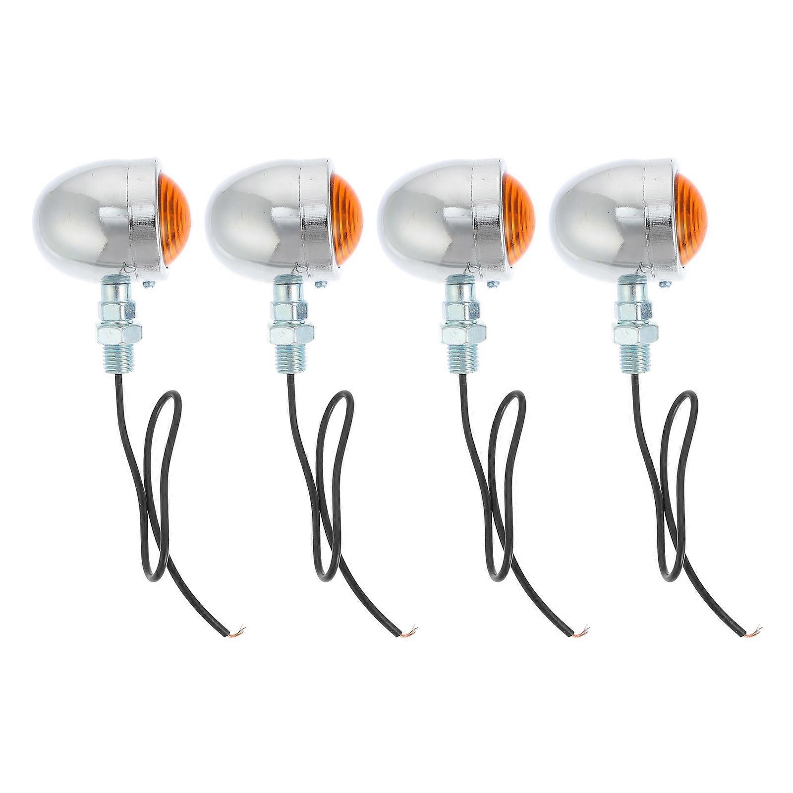 Motorcycle Turn Signal Indicator Assorted Color 6.7X5cm Aluminum Bullet Shape Retro Design 4Pcs