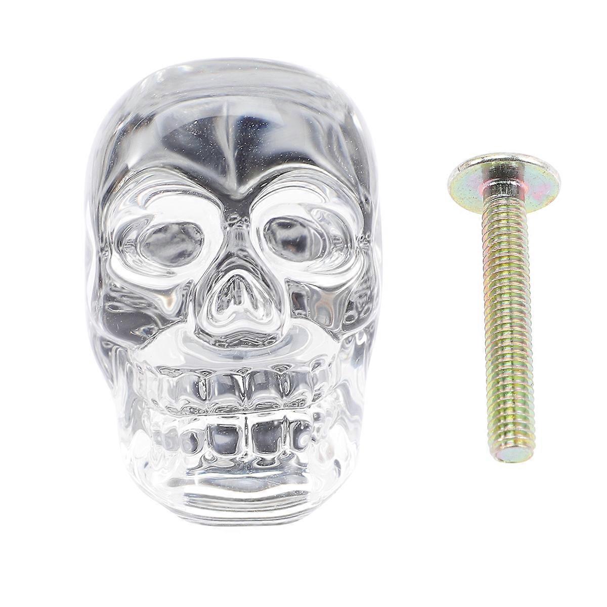Glass Knobs for Cabinet Handle Replacement 5Pcs Transparent Skull Head Design
