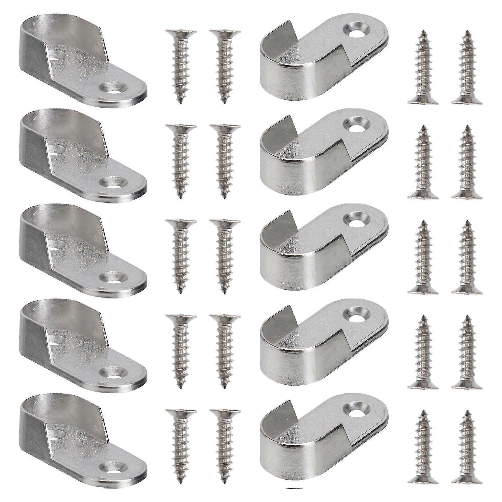 Silver Closet Rod Bracket for Wardrobe Pipe Support 100Pcs Set