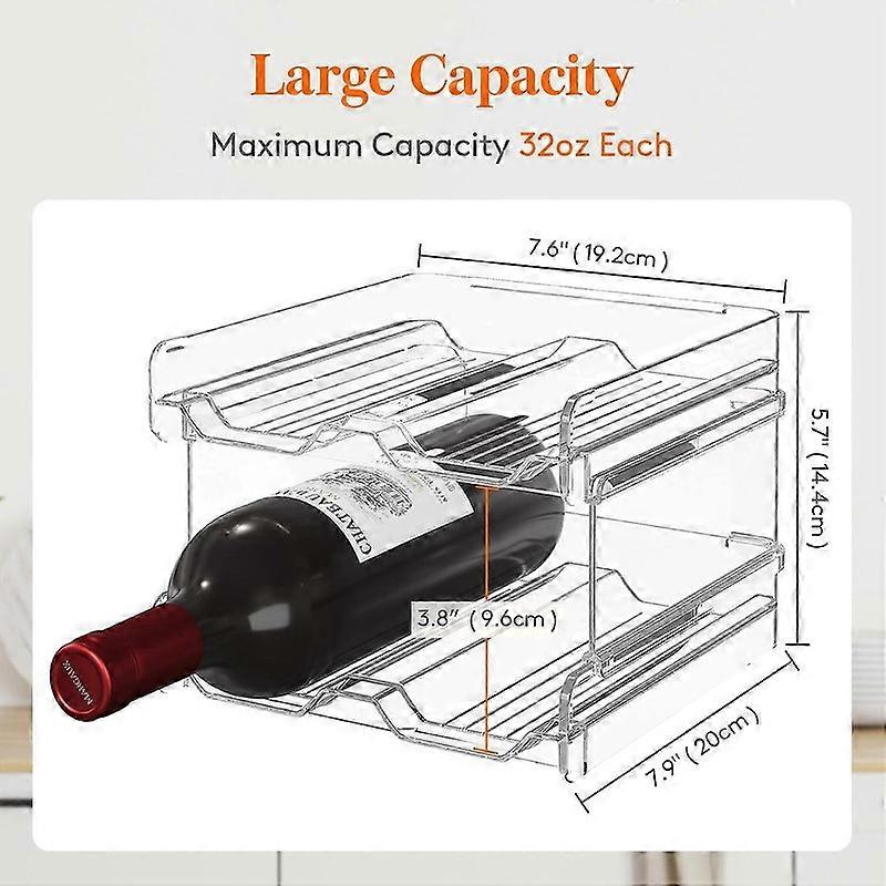 Plastic Stackable Rack for Refrigerator and Cabinet Hold 4 Bottles