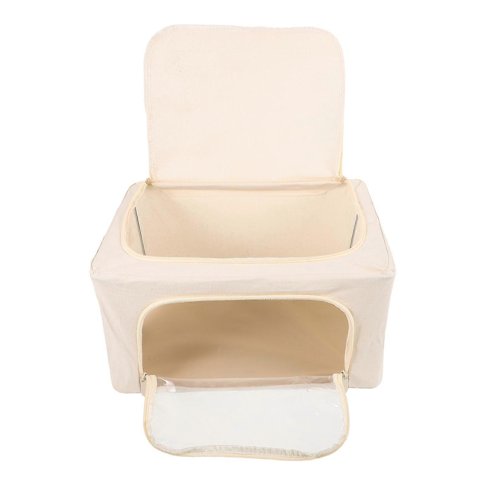 Storage Bag Foldable Storage Bag Home Organization Beige Polyester Frame Enables Toy Storage 1Set