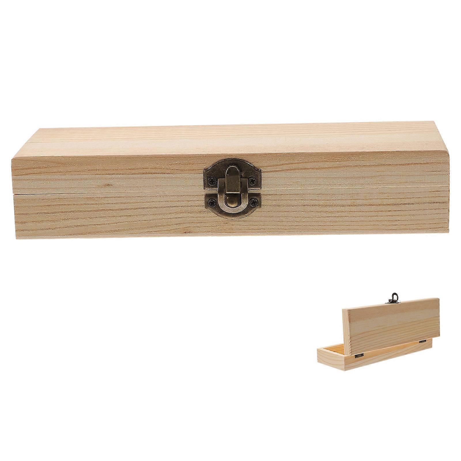 Stationery Storage Box Wooden Pencil Box Rectangular Small Item Storage For Home Office Light Yellow 20.30X7.00X4.00CM 1 Set