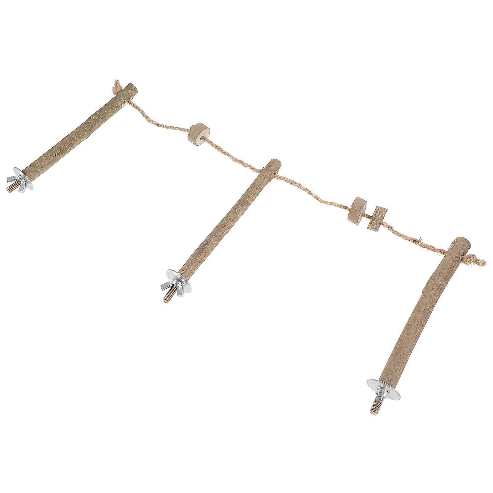 Parrot Wood Bird Stand Perch for Rest and Play 2Pcs Khaki Rope Material