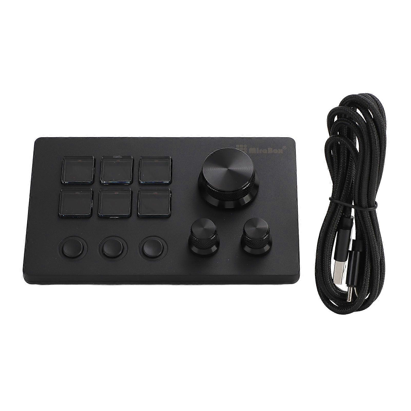 Visual Keyboard with Knobs 6 Keys LCD Custom Button Visual Keyboard for OBS for Twitch for OS X PC Black