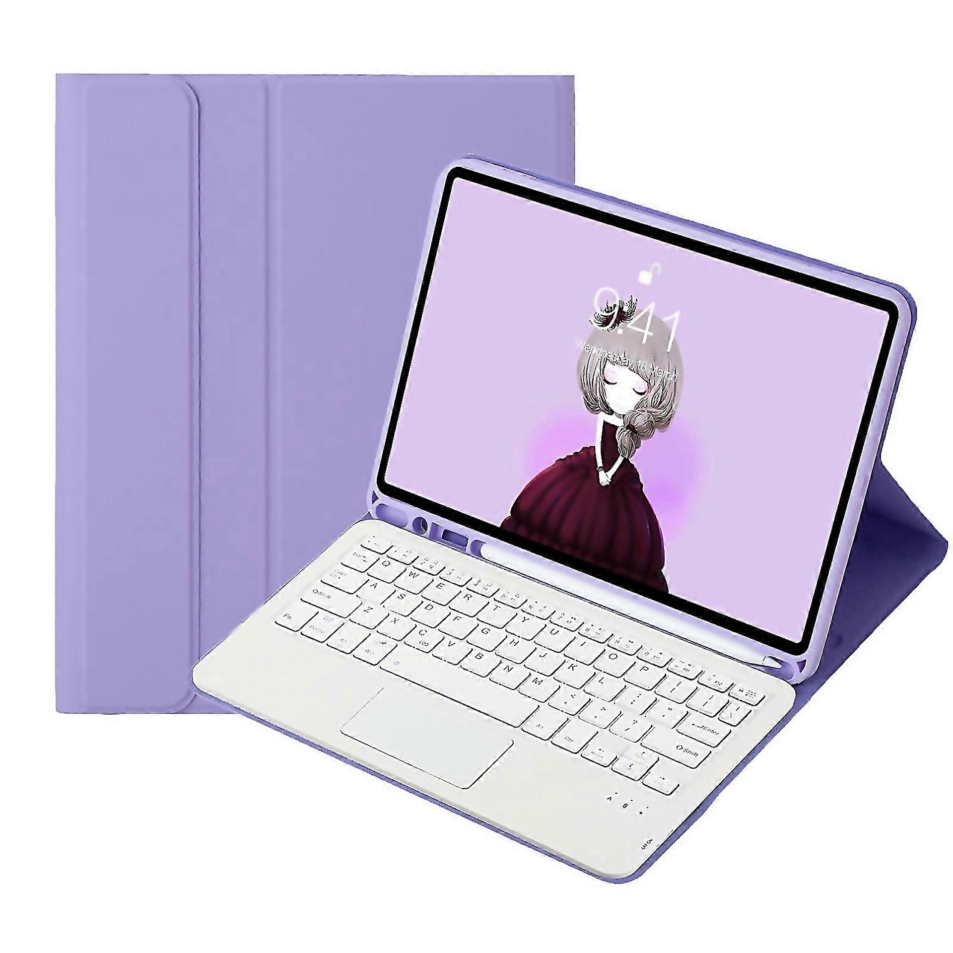 For A07ba Lambskin Texture Square Keycap Bluetooth Keyboard Leather Case With Touch Control For Ipad