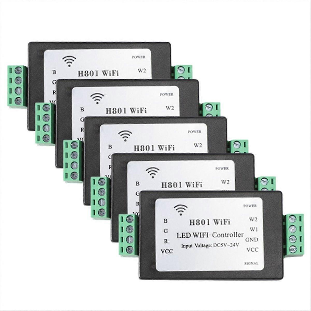 5PCS H801 RGBW LED WIFI Controller LED RGB Controller DC5-24V Input for 5050 2835 3528 SMD LED Strip Light Tape Ribbon