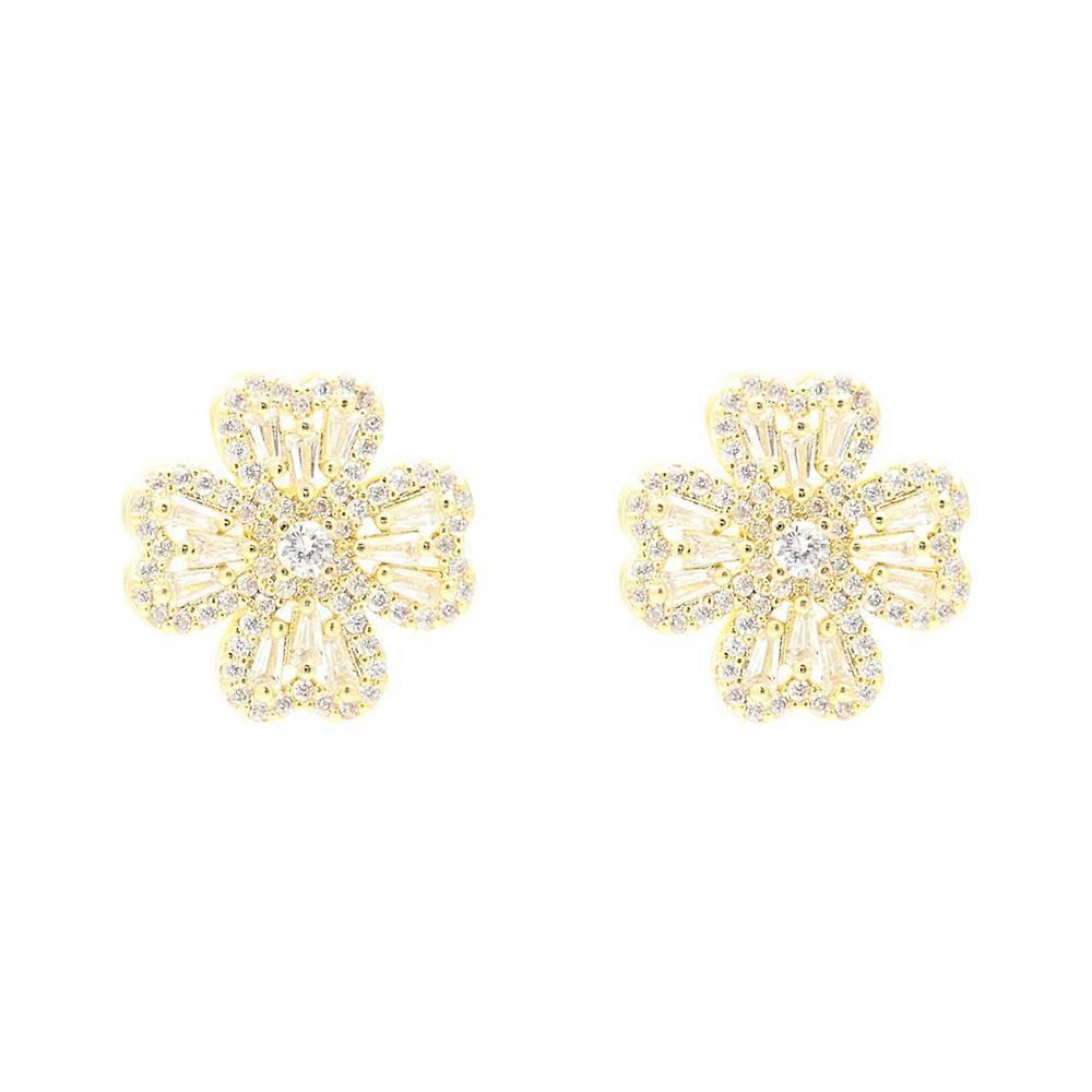 Ear Studs, Copper Micro-inlaid Four-leaf Clover Rotatable Exquisite High-end Style Earrings