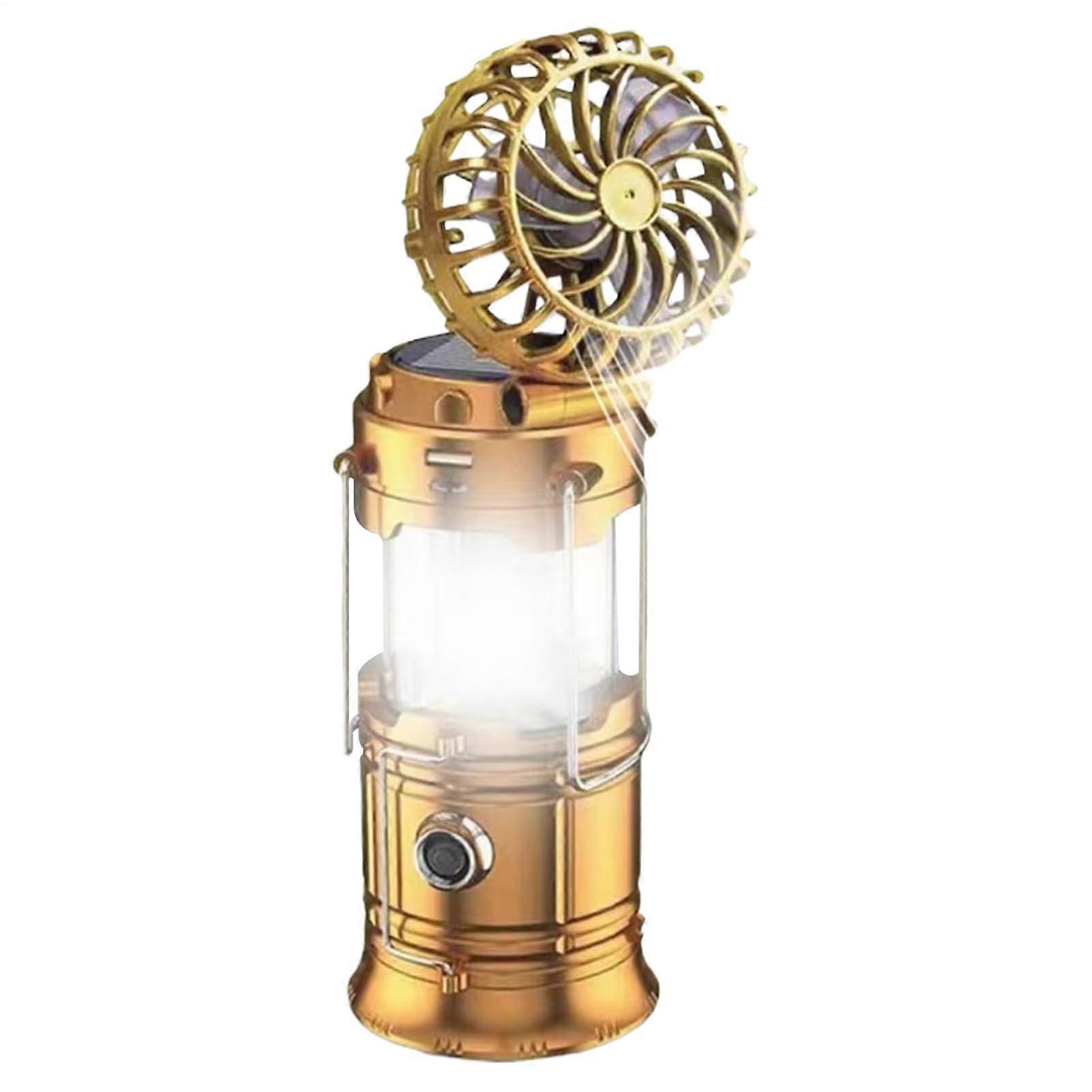 Camping Lanterns Fan Outdoor Tent Light With Adjustable Speeds And Bright LED Lamp 17x10x10cm Portable For Picnic