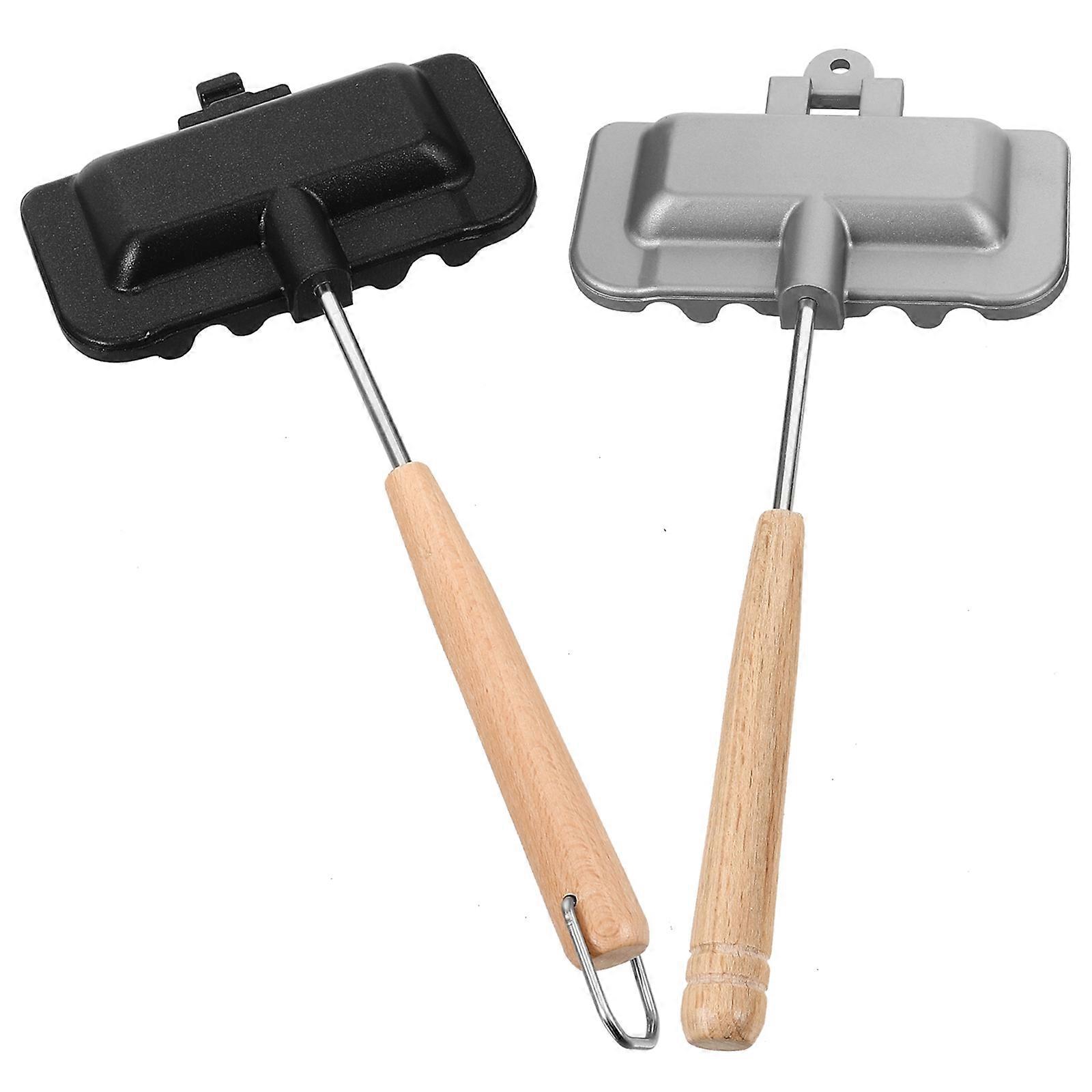 Black Sandwich Baking Pan Double Side Frying Pan for 4Pcs Use