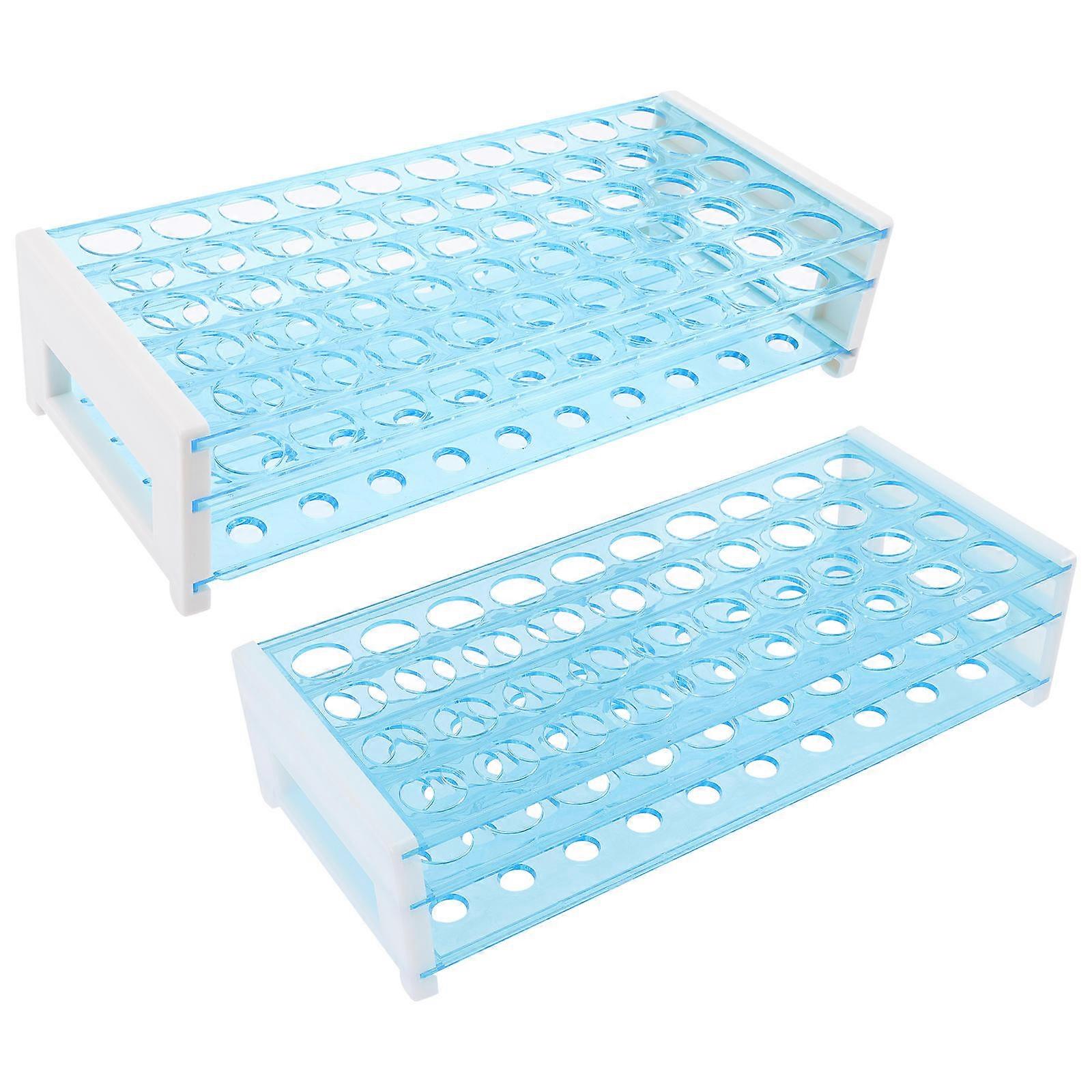 Test Tube Holder Rack 2Pcs Practical Tube Storage Solution For Laboratory Workers 25X11.2Cm Sky-Blue Essential Equipment