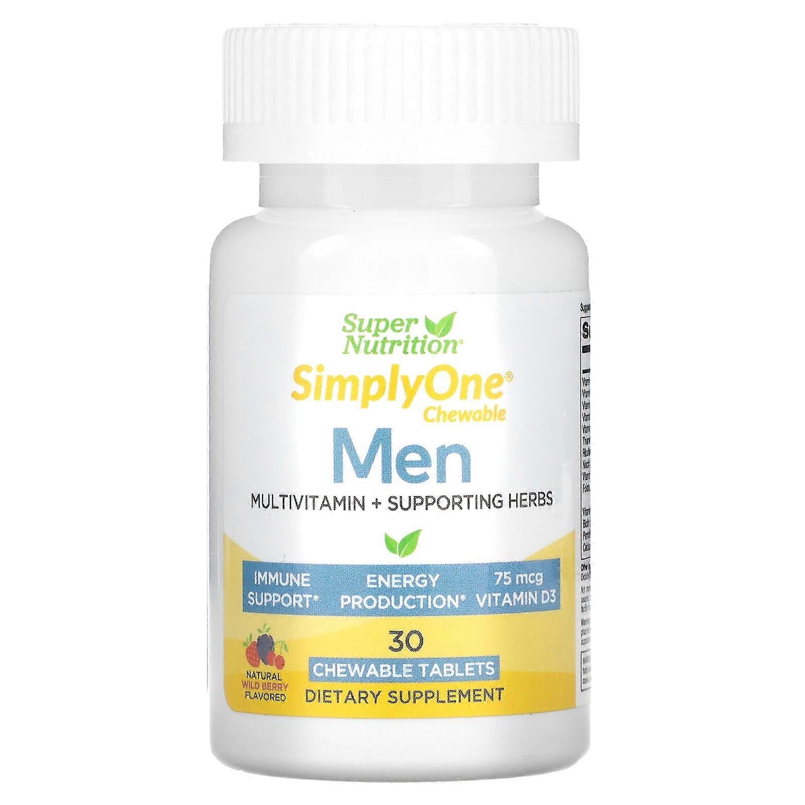 SimplyOne, MenÃÂÃÂ¢ÃÂÃÂÃÂÃÂÃÂÃÂÃÂÃÂÃÂÃÂÃÂÃÂ´s Multivitamin + Supporting Herbs, Wild-Berry, 30 Chewable Tablets