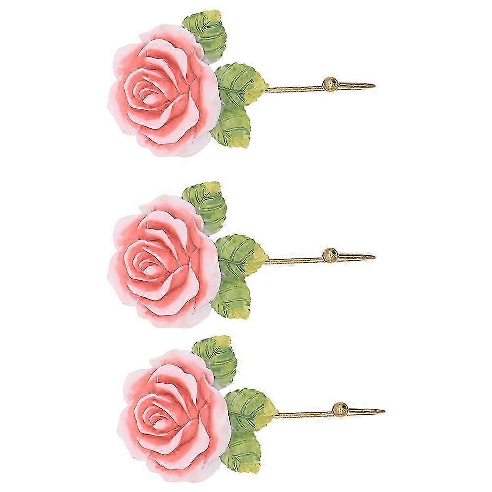 3pcs Kitchen Hanger Hooks Rose Shape Hole Punched Hooks Wall-mounted Hooks