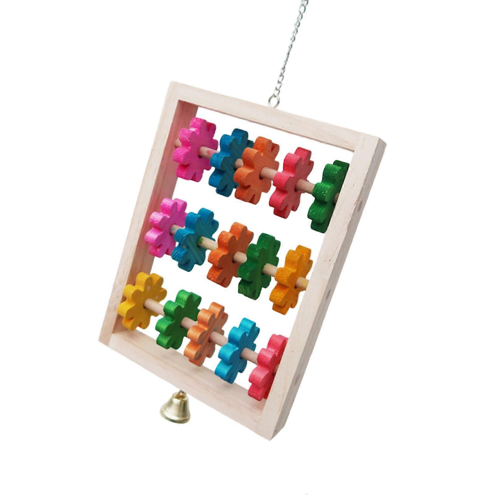 Interactive Wooden Parrot Swing Climbing Chewing Puzzle Toy Training Block Stimulates Curiosity Balance Exercise Multicolor