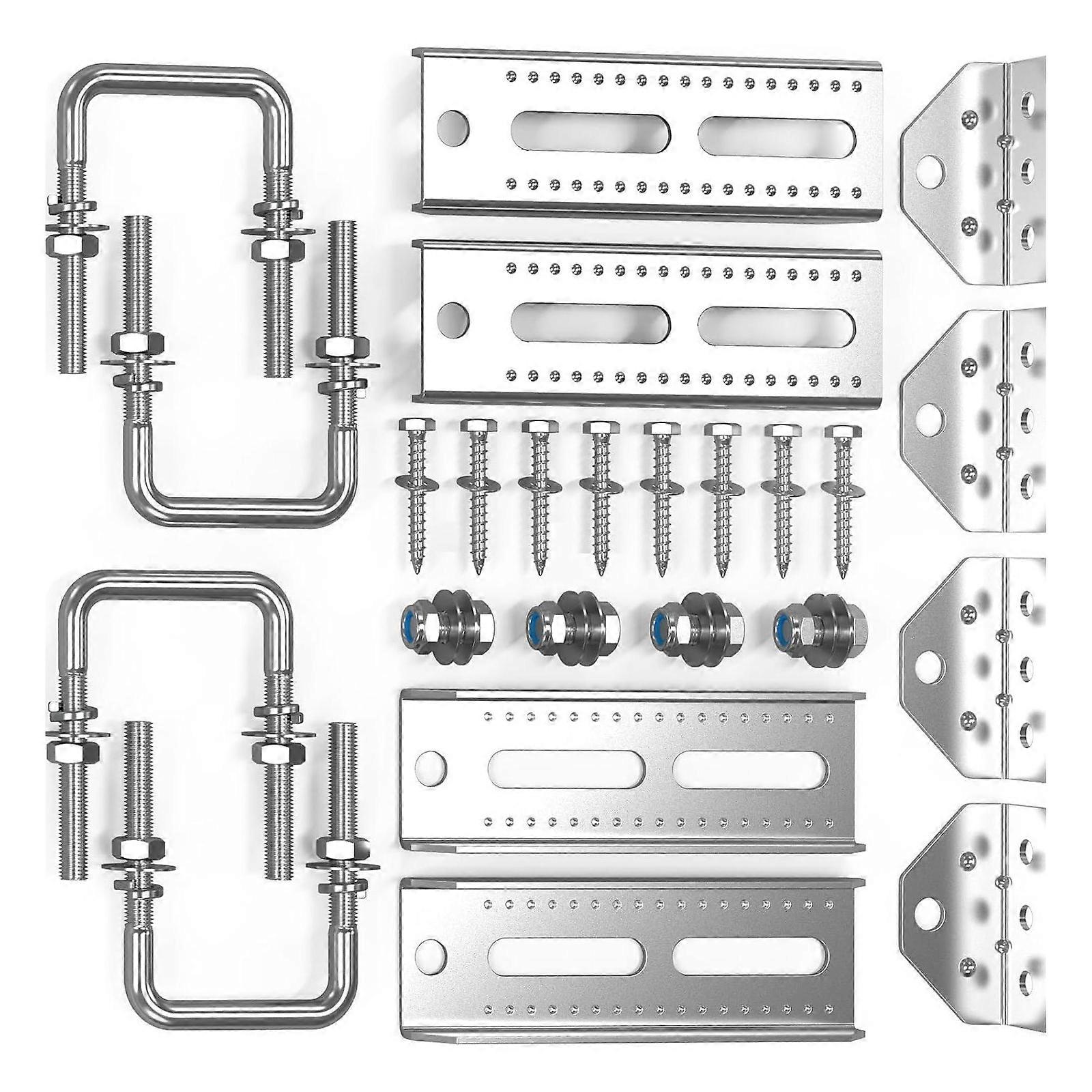 Boat Trailer Bunk Bracket Support Stand Kit, Heavy Duty Steel, Adjustable U Bolts for Crossmembers Secure Hull Mounting Multicolor