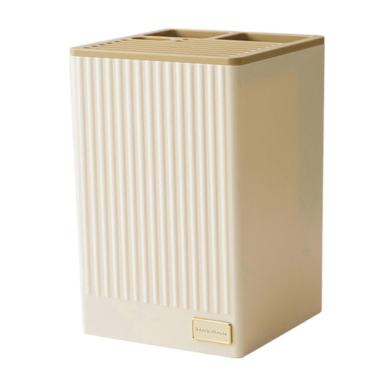 Storage Block Stainless Steel Cookware Tray Drawer With Removable Dividers, Milky Yellow Hollow Design, Tray Or Stand