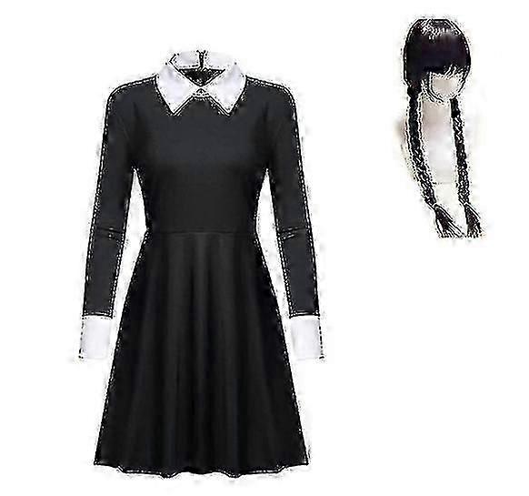 ウェンズデー・アダムス コスプレ衣装セット ハロウィン カーニバル パーティー コスチューム 大人 子供用