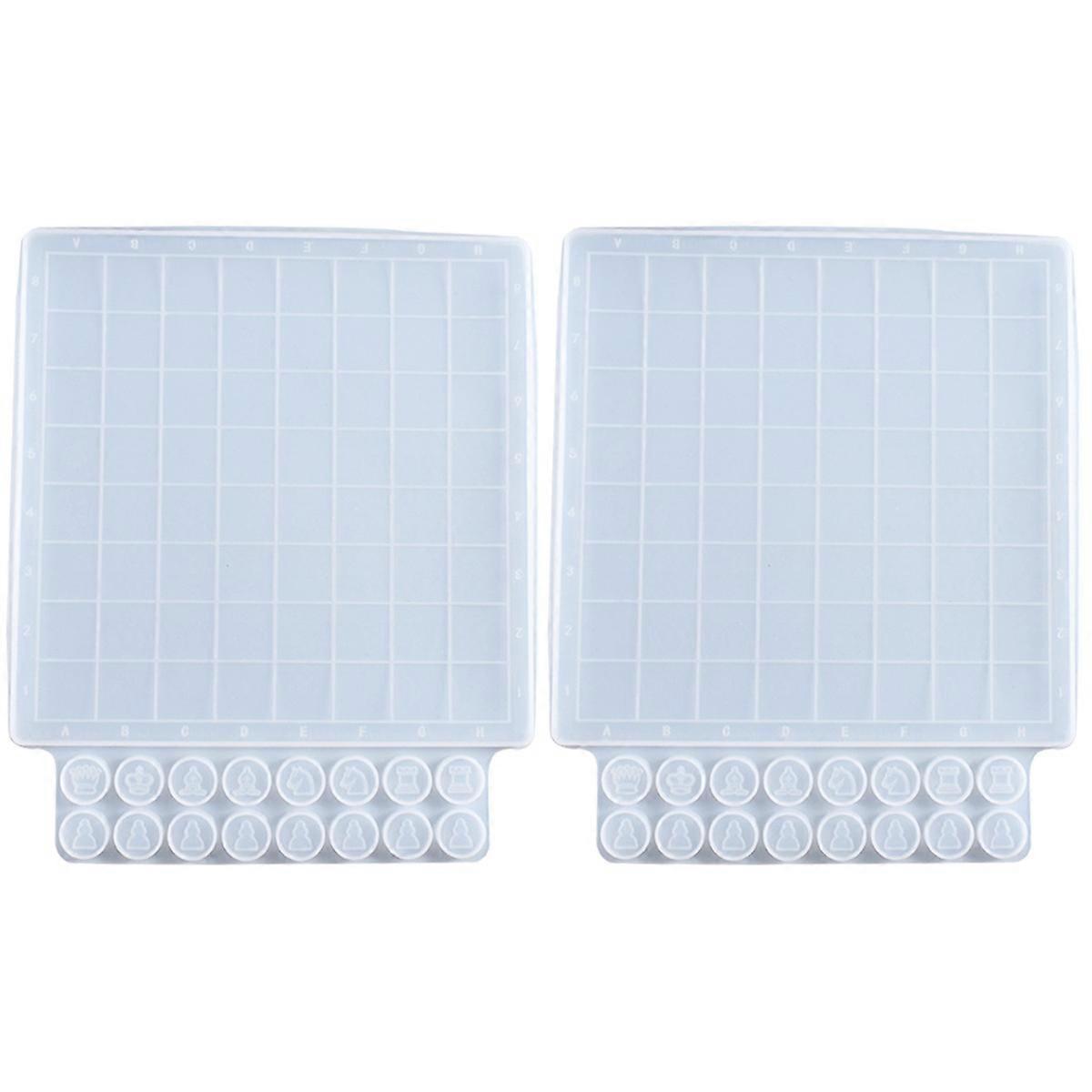 2 Pieces Jellybeans Candy Silicone Square Mold Chess Manual Go Resin Molds Cake DIY Game Board