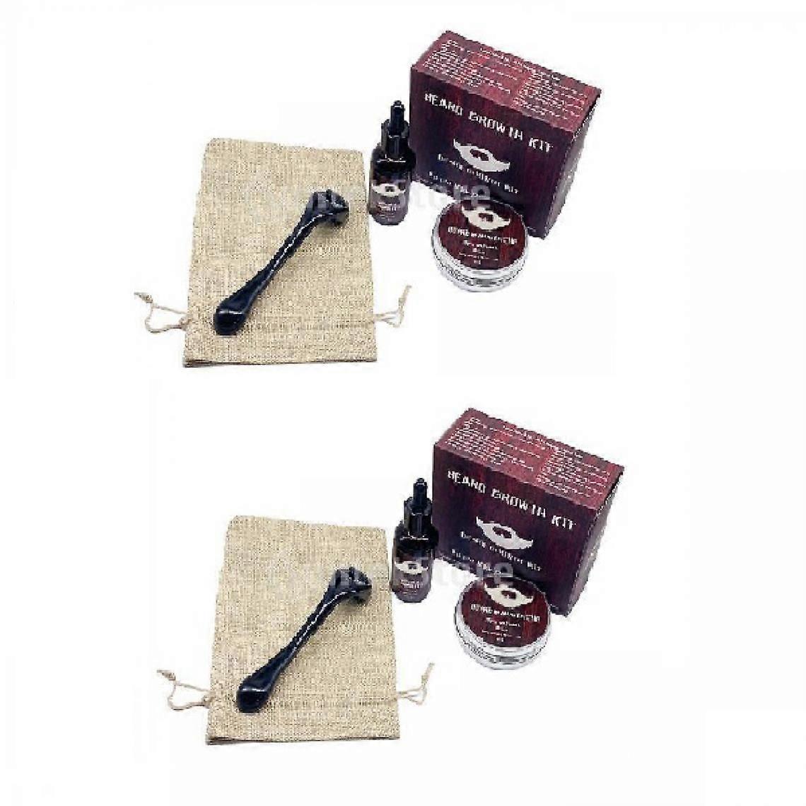 2x Beard Growth Kit Titanium Derma Roller For Men Face Men Grooming Kit