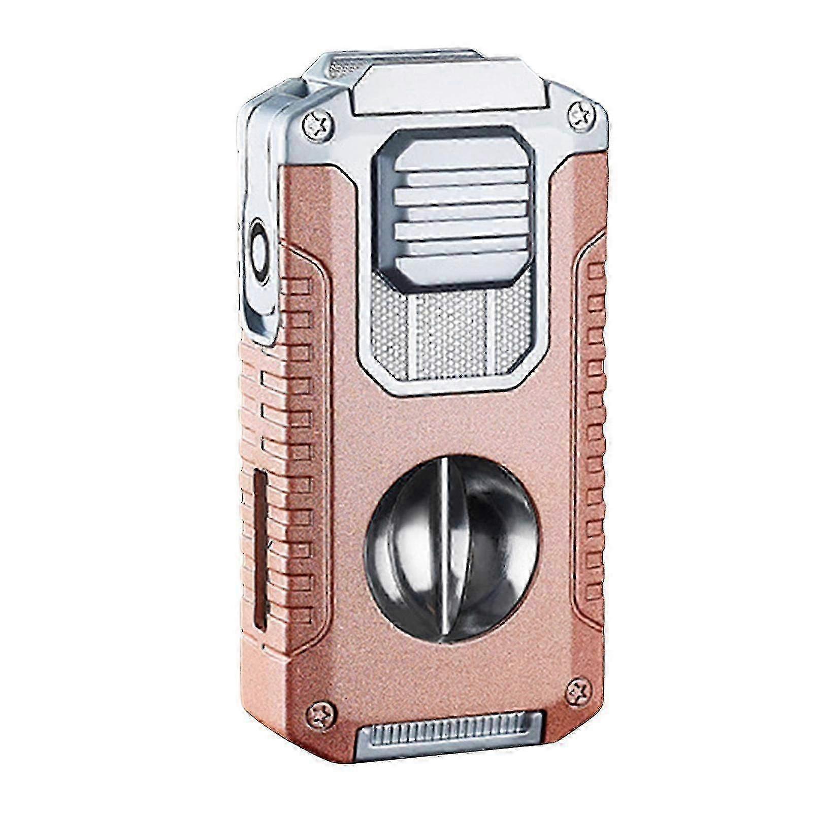 Täytettävä 5-in-1-sytytin V-leikkurilla, parannetulla iskunvaimentimella ja vedolla, kolmoisliekillä - ihanteellinen lahja sikarinpolttajille