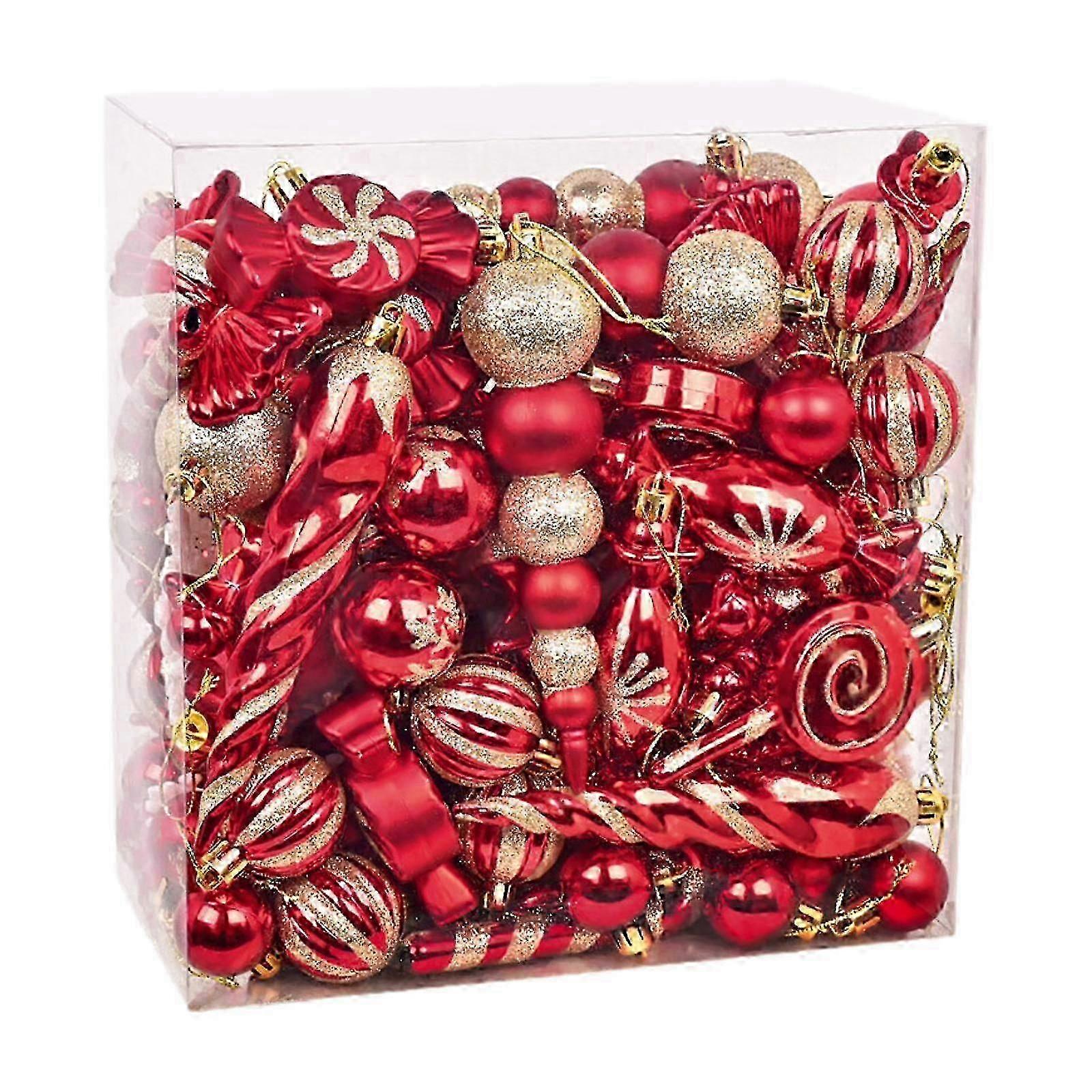 120Pcs Christmas Baubles Ornaments Set - Xmas Tree Decorations for Christmas, Anniversary, Holiday Parties