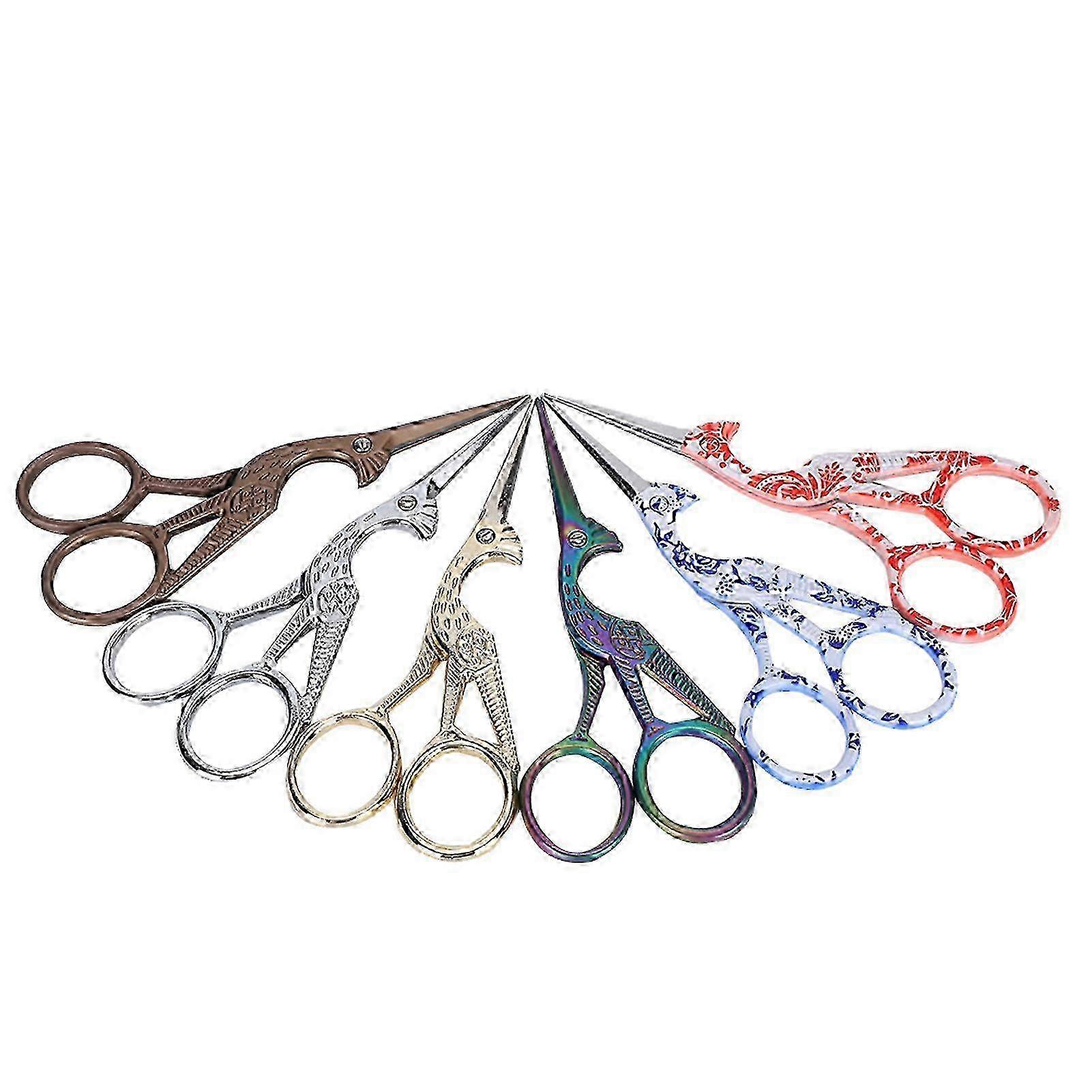 6Pcs Crane‑Shaped Scissors Crested Retro Cross‑Stich Embroidery Thread Yarn Tea Scissors 4.5in 2025