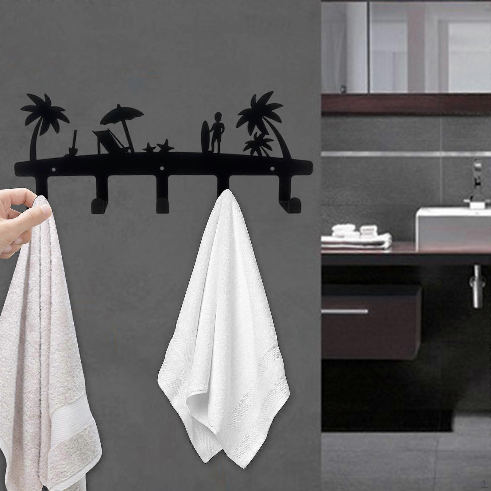 Wall Mounted Key Rack Storage Easy to Install Stable Practical 5 Hooks Decoration for