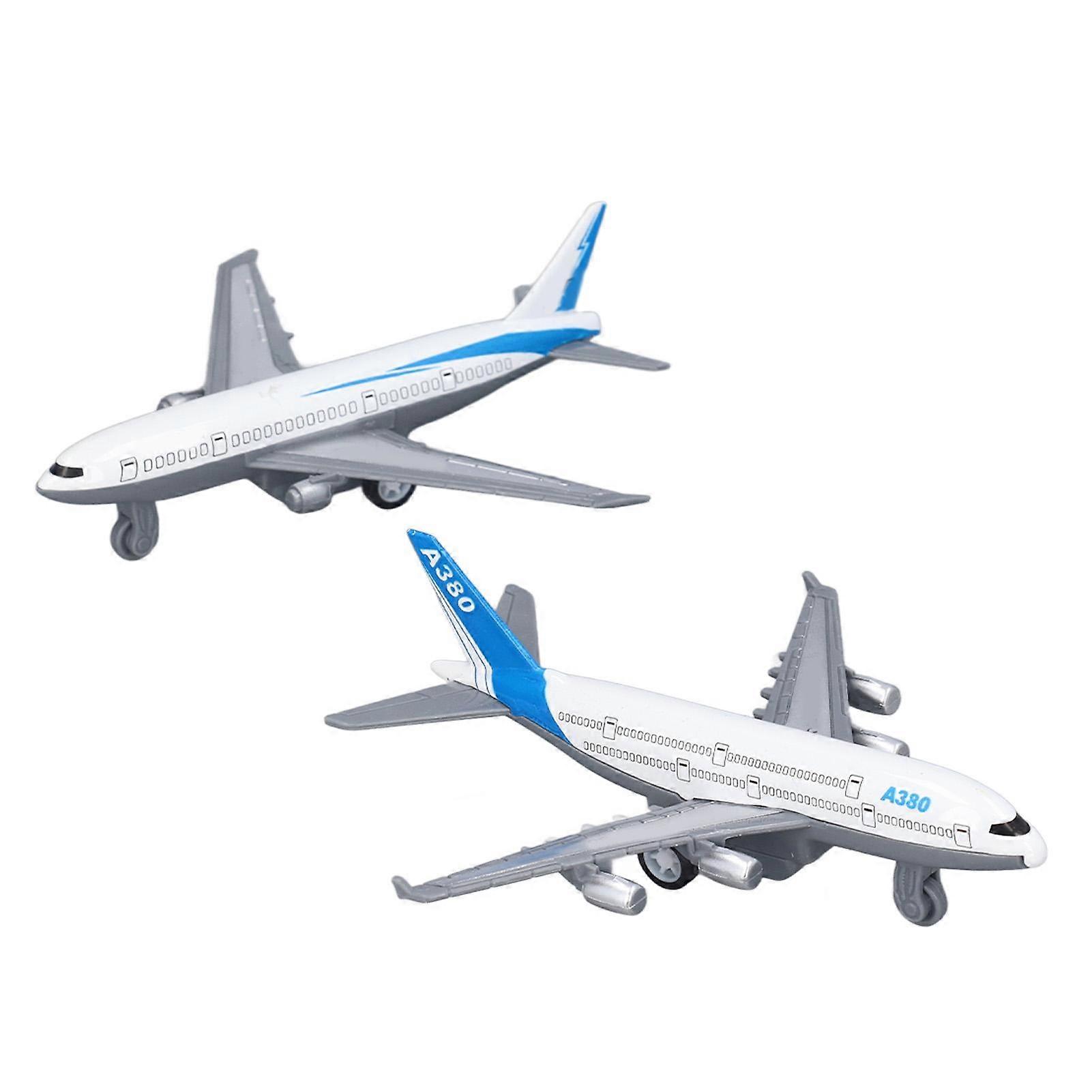 2 Pcs Airplane Model Simulation Alloy Model Toy Set Portable Pull Back Aviation Airplane Model Toy