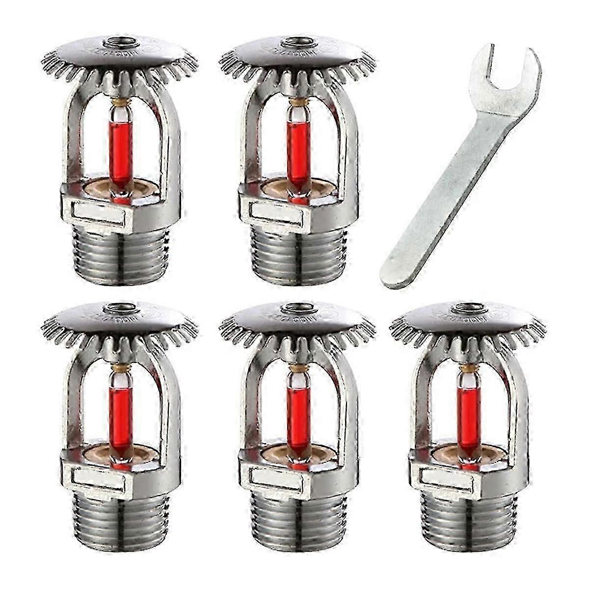 5Pcs 155 Upright Fire Sprinkler Heads, 68 Quick Response 1/2" NPT Silver