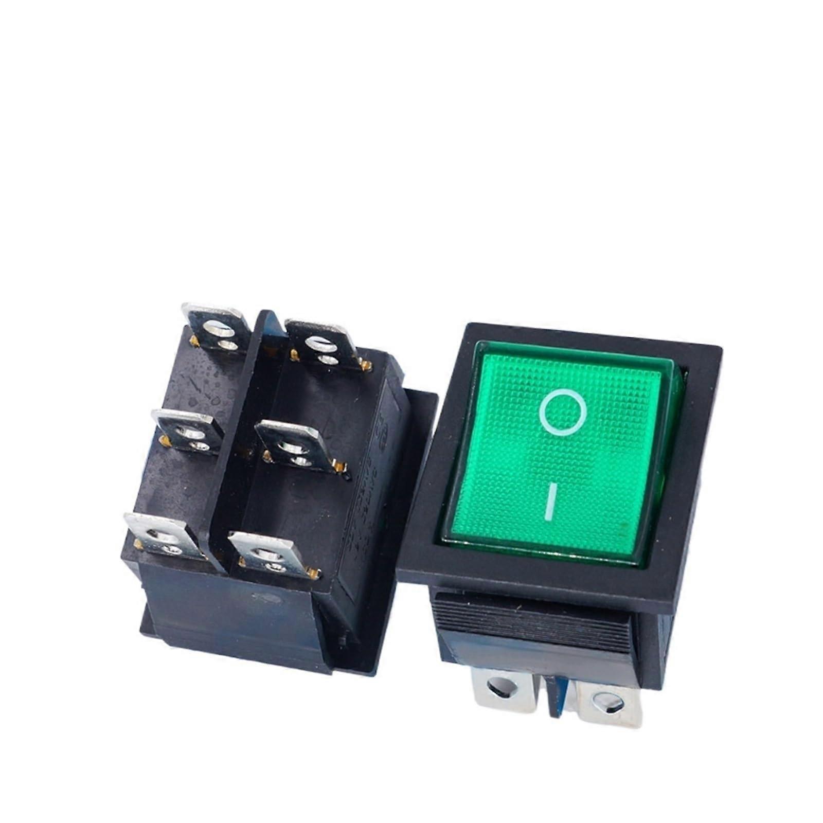 10pcs Green Rocker Switch 6 Pin 16A 250V Boat Shape with Indicator Light for Electrical Control